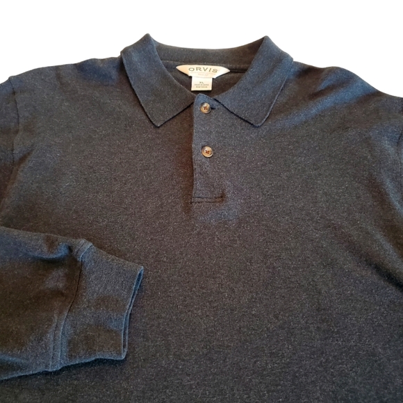 Orvis Shirts Orvis Mens Long Sleeve Knit Polo Shirt Heavy Duty Soft